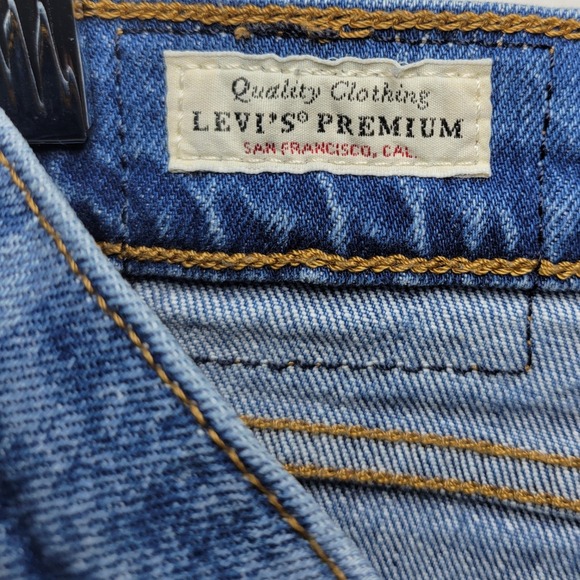 Levi's Wedgie Straight Plaid Jeans Size 26 Blue Check High Rise Academia - Picture 4 of 9